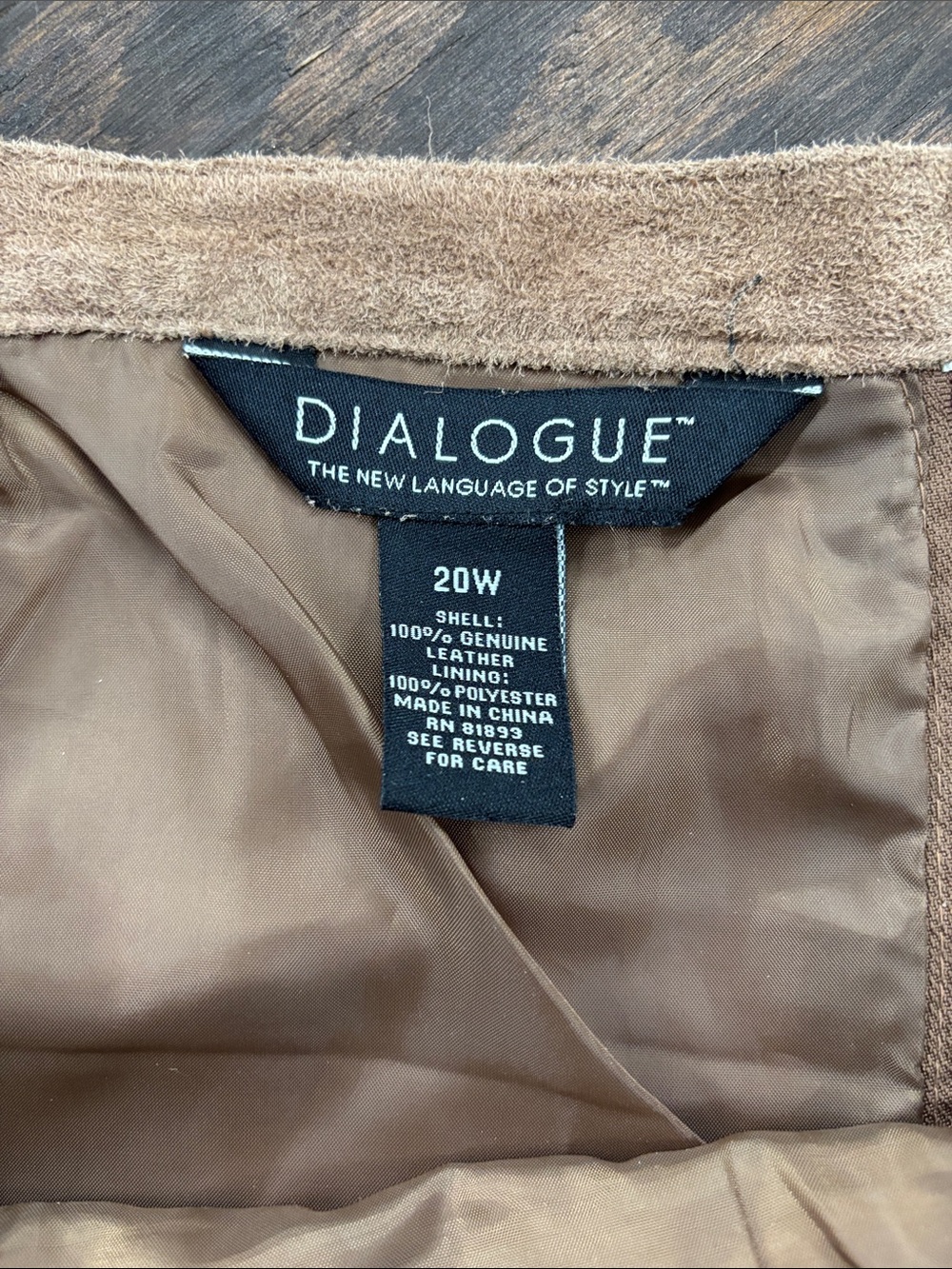 Dialogue Brown Leather skirt with Suede Trim - Picture 2 of 3